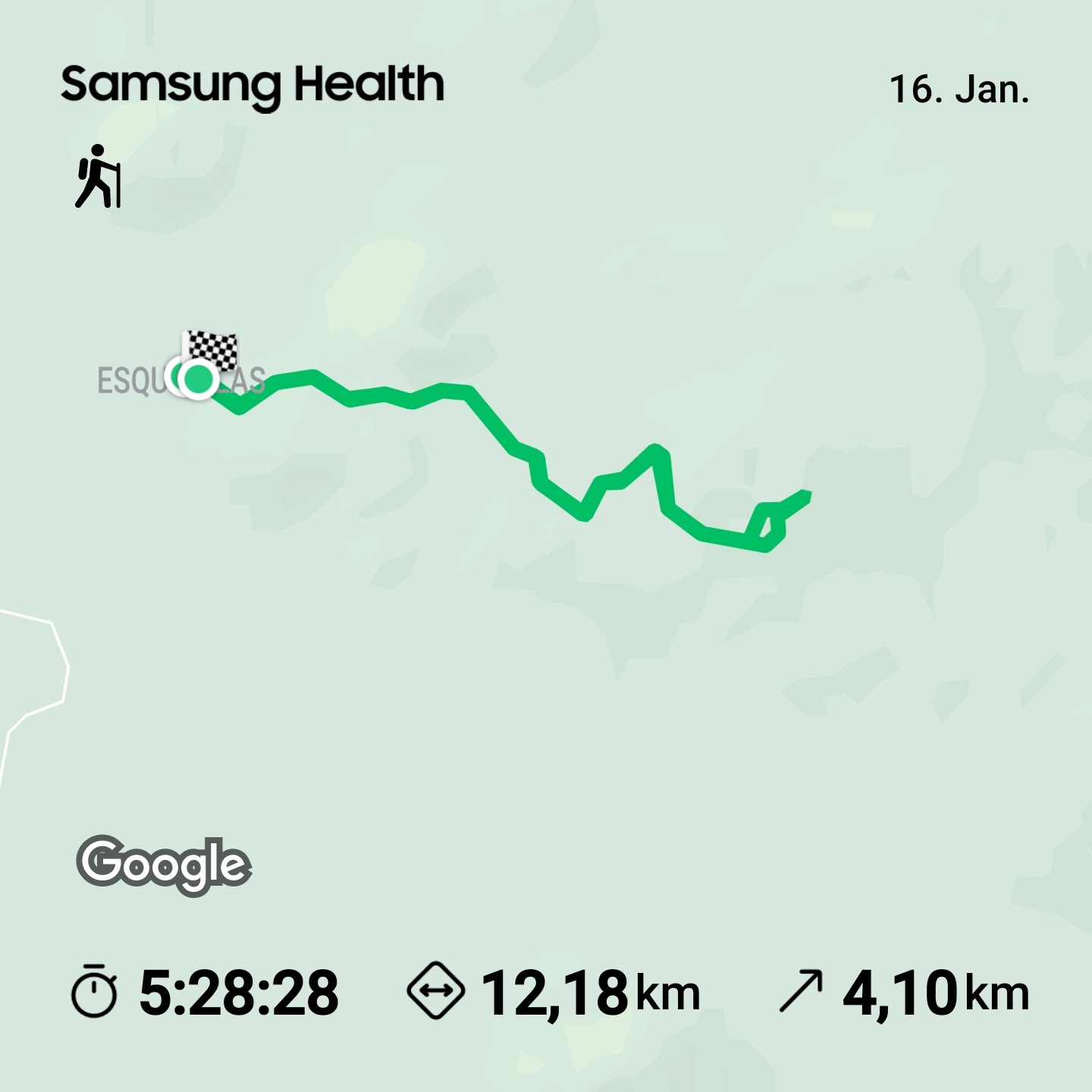 Wanderroute auf dem El Hoyo aus der App Samsung Health.